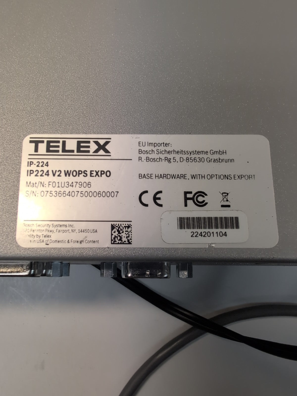 🔥 TELEX IP-224 V2 WOPS EXPO Dual IP Remote Adapter PANEL W/AC adapter & Cable -
