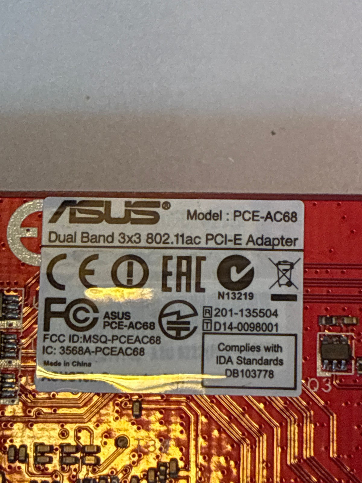 🔥 ASUS PCE-AC68 Dual Band 3x3 802.11ac PCI-E Wireless Adapter No Antennas