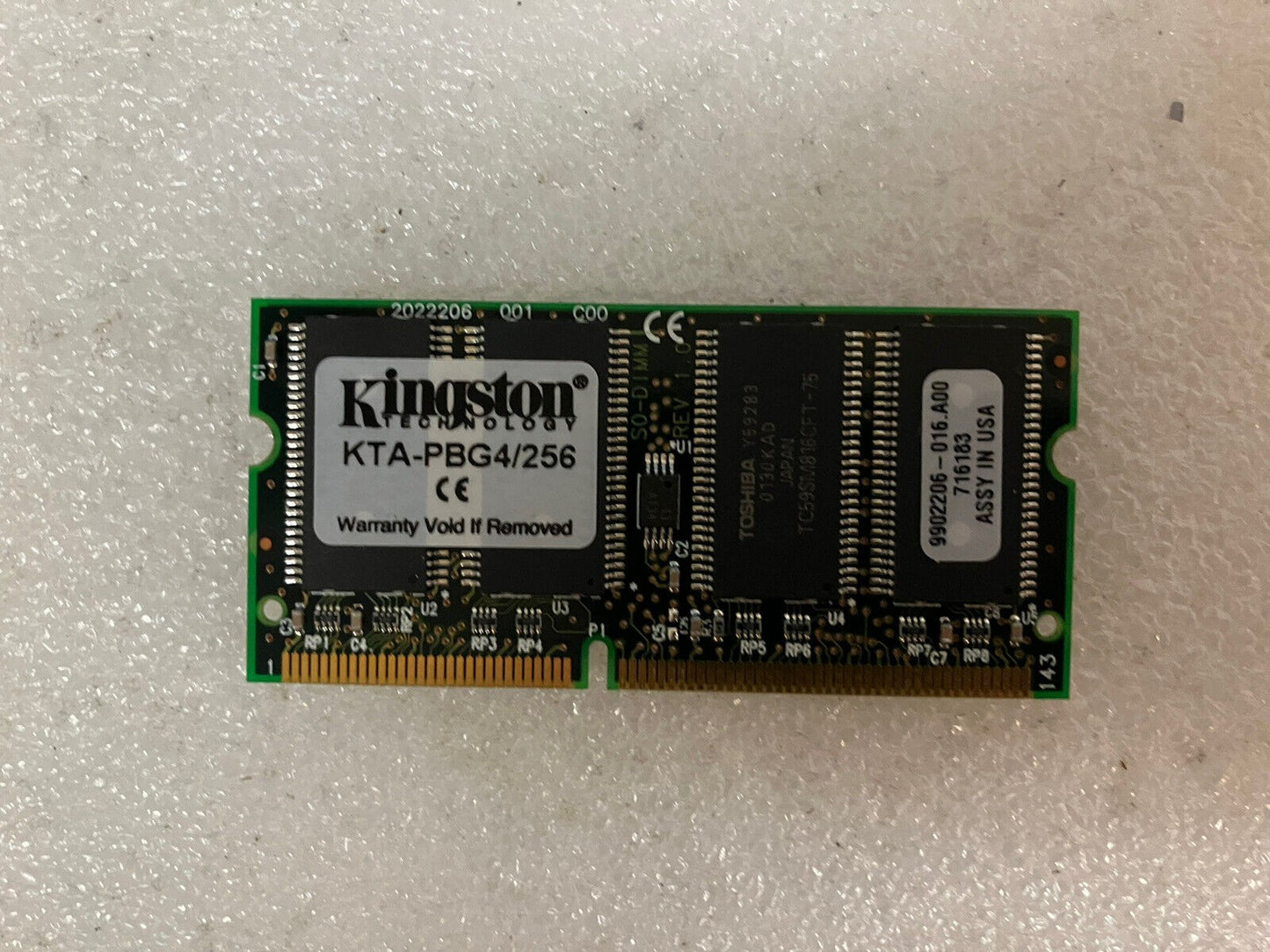 ~ Kingston 256MB SDRAM DDR1 KTA-PBG4/256 SO-DIMM For Apple PowerBook G4