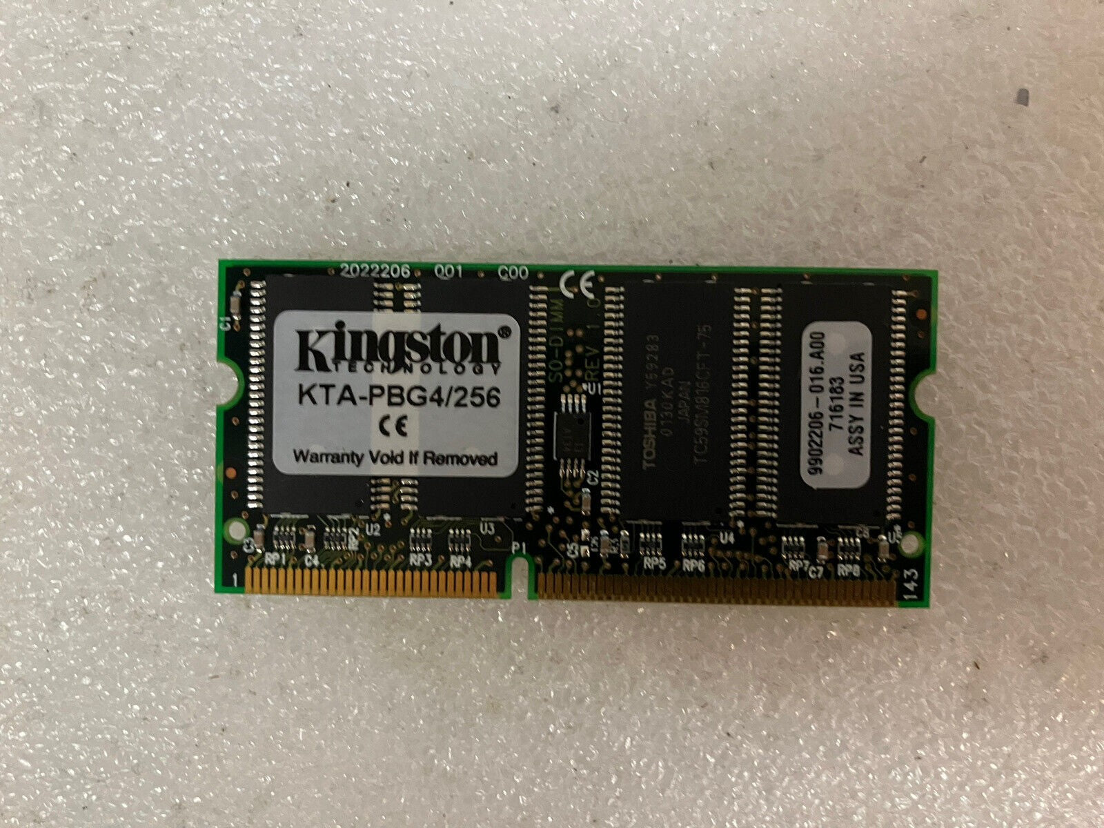 ~ Kingston 256MB SDRAM DDR1 KTA-PBG4/256 SO-DIMM For Apple PowerBook G4