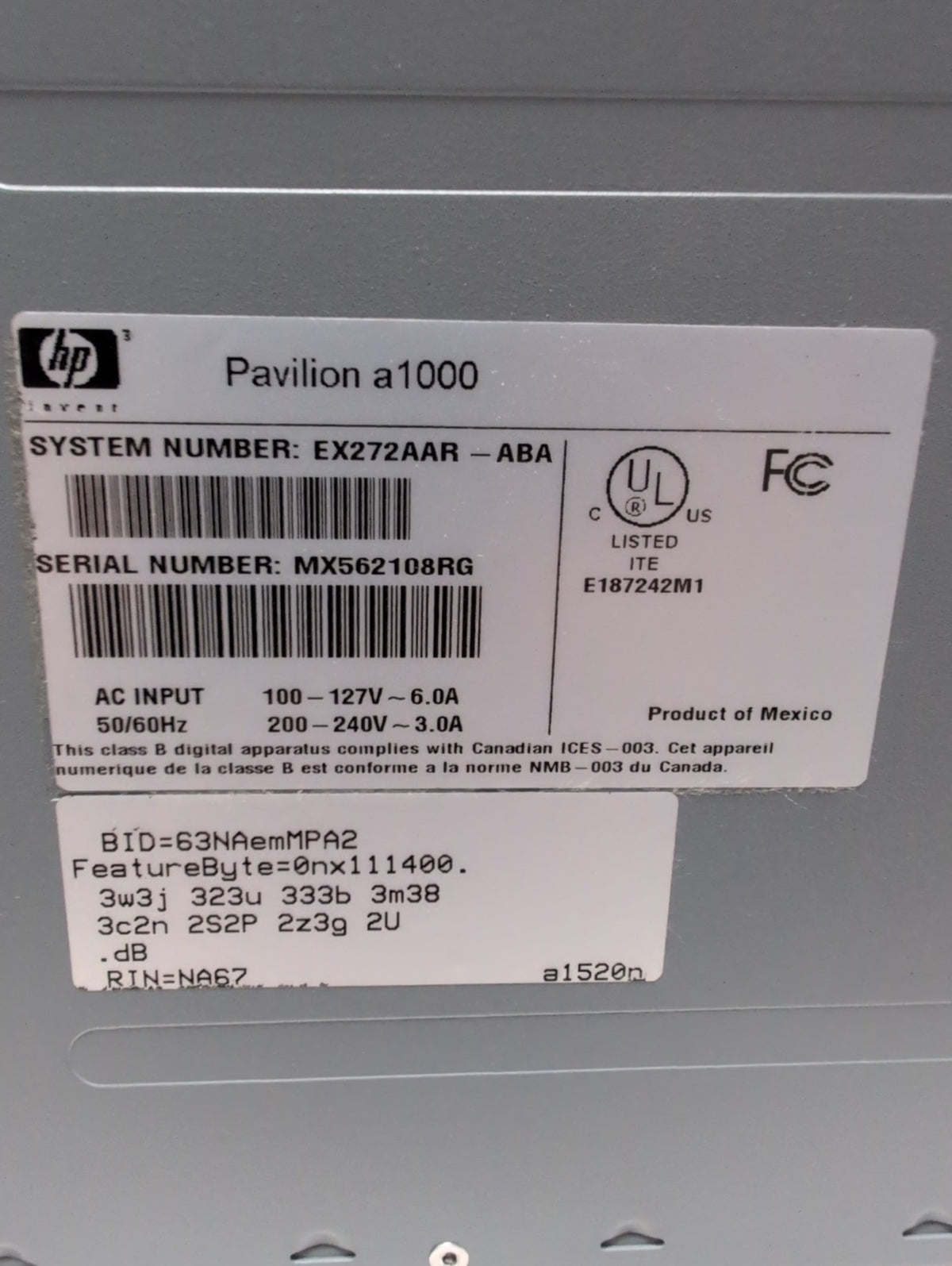 🔥 (NICE) HP PAVILION a1000 Series a1520N Desktop PC Case With PSU Only -