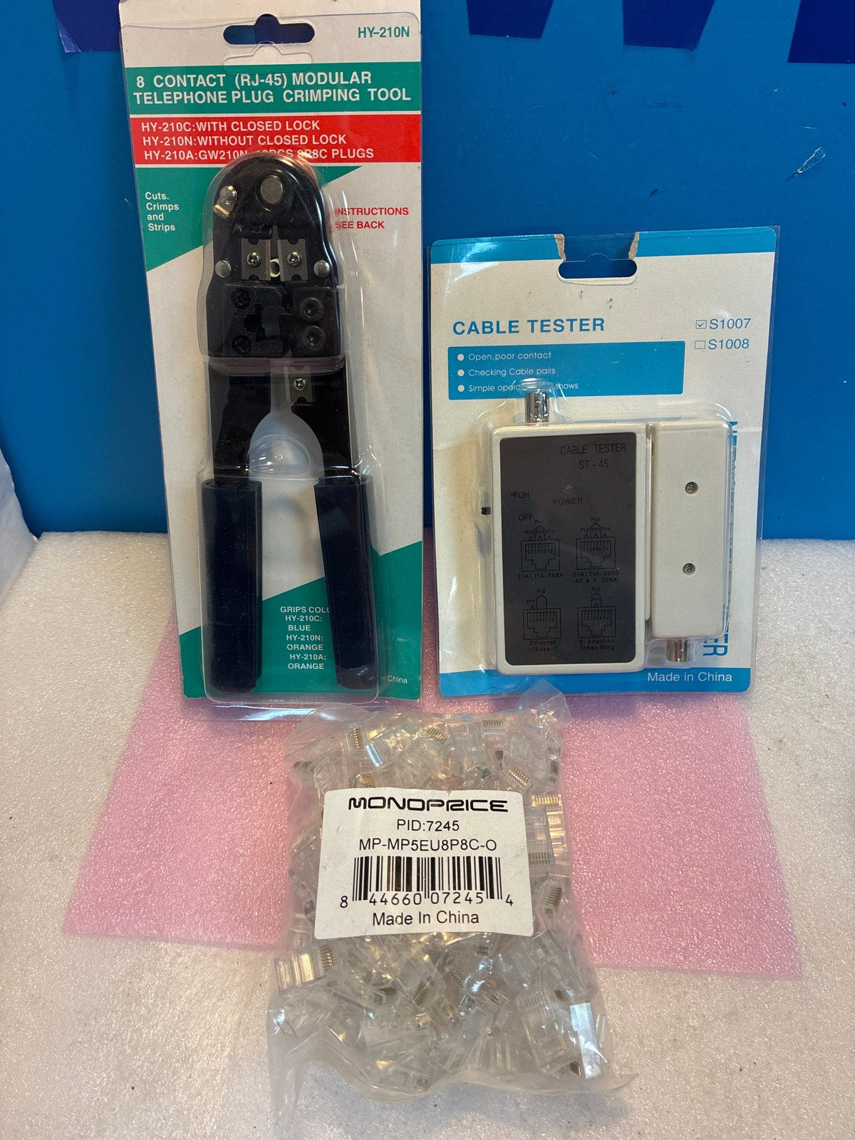 🔥 Monoprice RJ-45 Network Kit: HY-210N Crimping Tool, ST-45 Tester, MP-MP5EU8P8