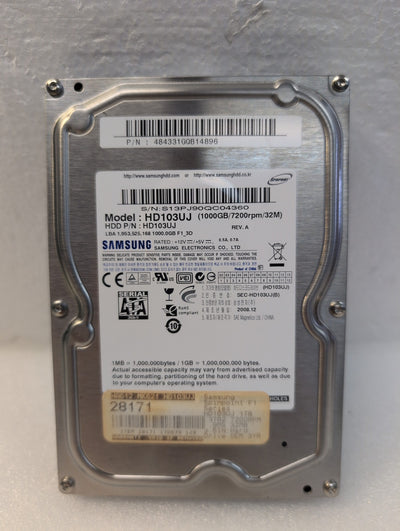 🎸 Samsung HD103UJ 1TB 7200RPM 3.5in SATA Internal Hard Drive (19 hours used)