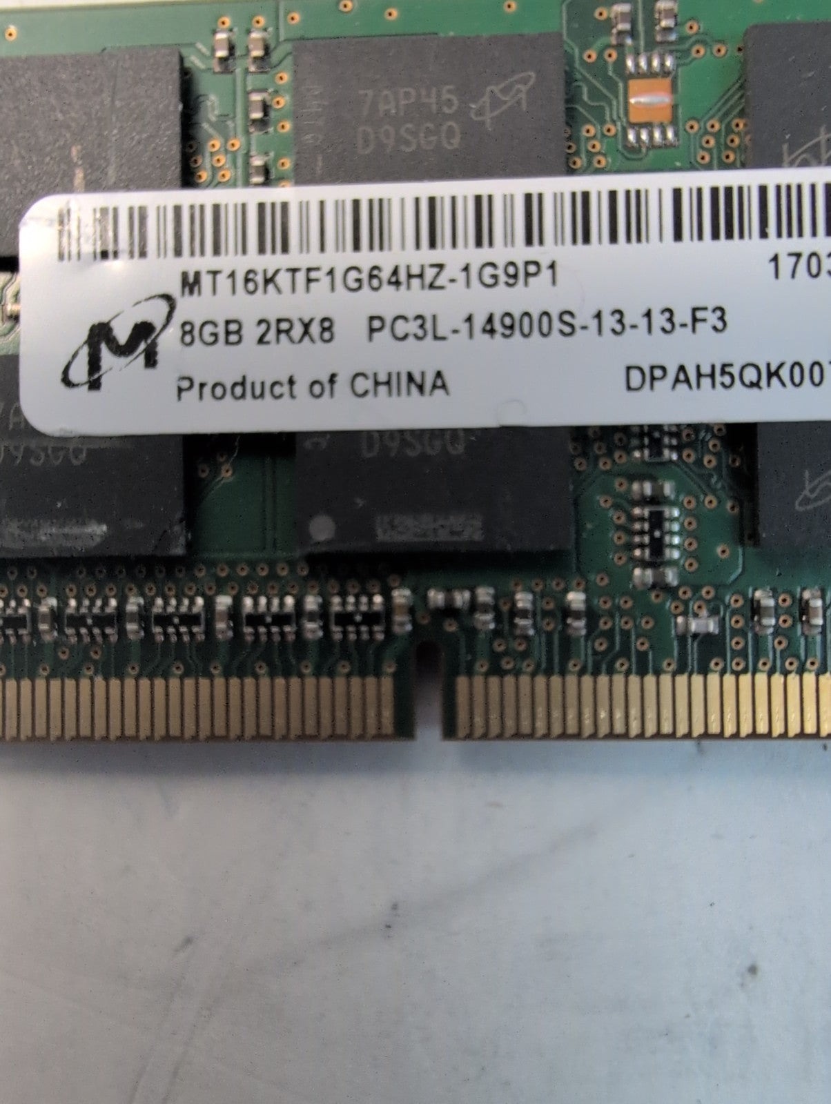 🔥 Micron 8GB DDR3 MT16KTF1G64HZ-1G9P1 PC3L-14900S SO-DIMM RAM LAPTOP MEMORY -