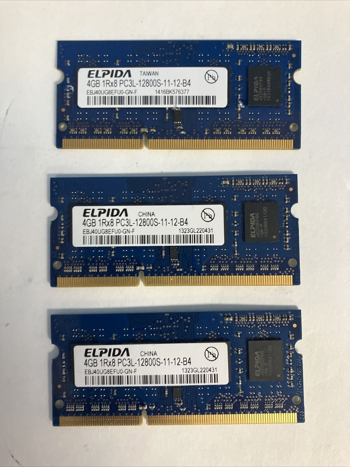 (3x 4GB) ELPIDA EBJ40UG8EFU0-GN-F PC3L-12800S DDR3-1600 Laptop SO-DIMM Memory ~