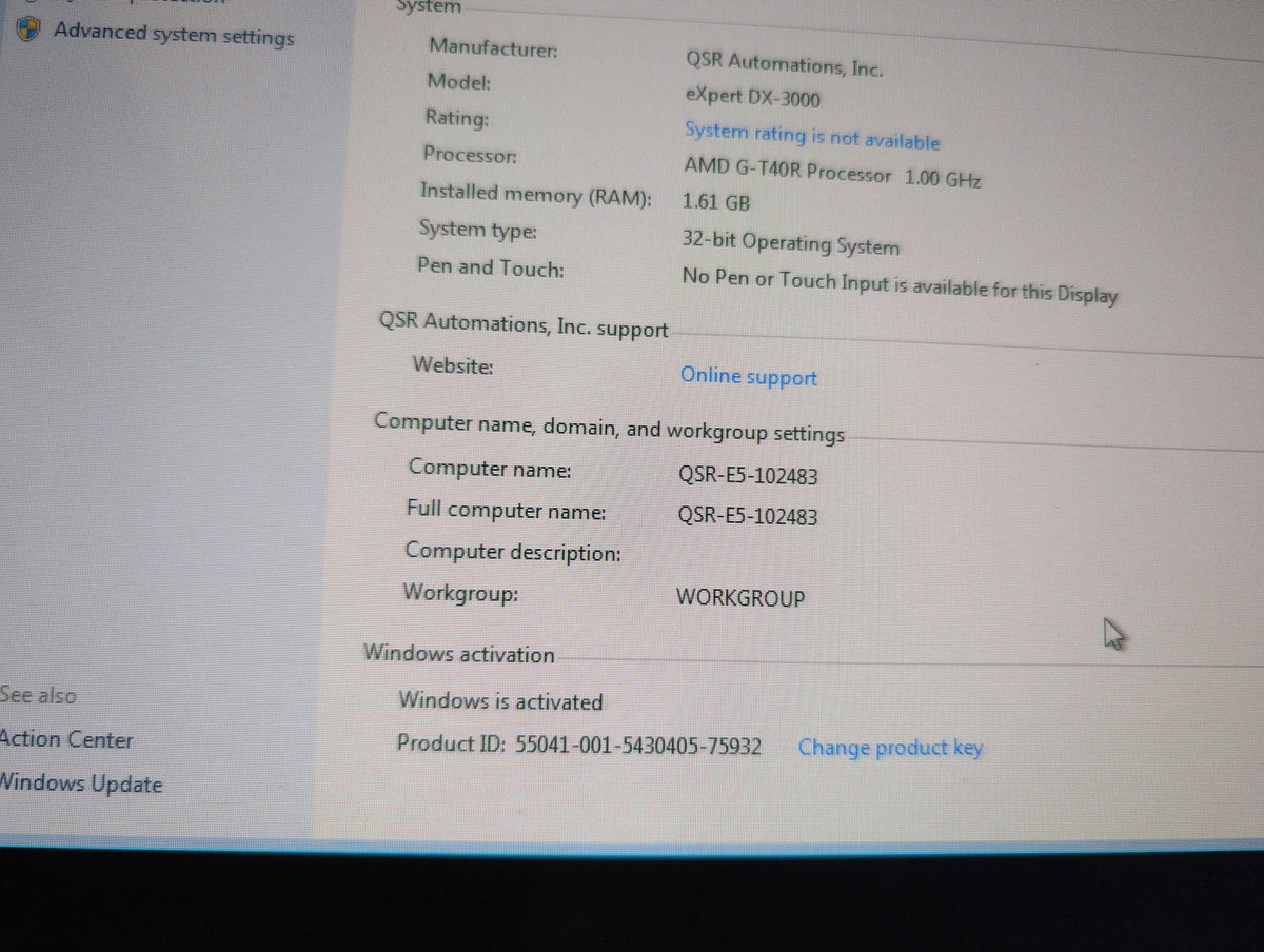 🎸 QSR DX-3000 Embedded PC POS Terminal Working Windows 7 (NO AC)