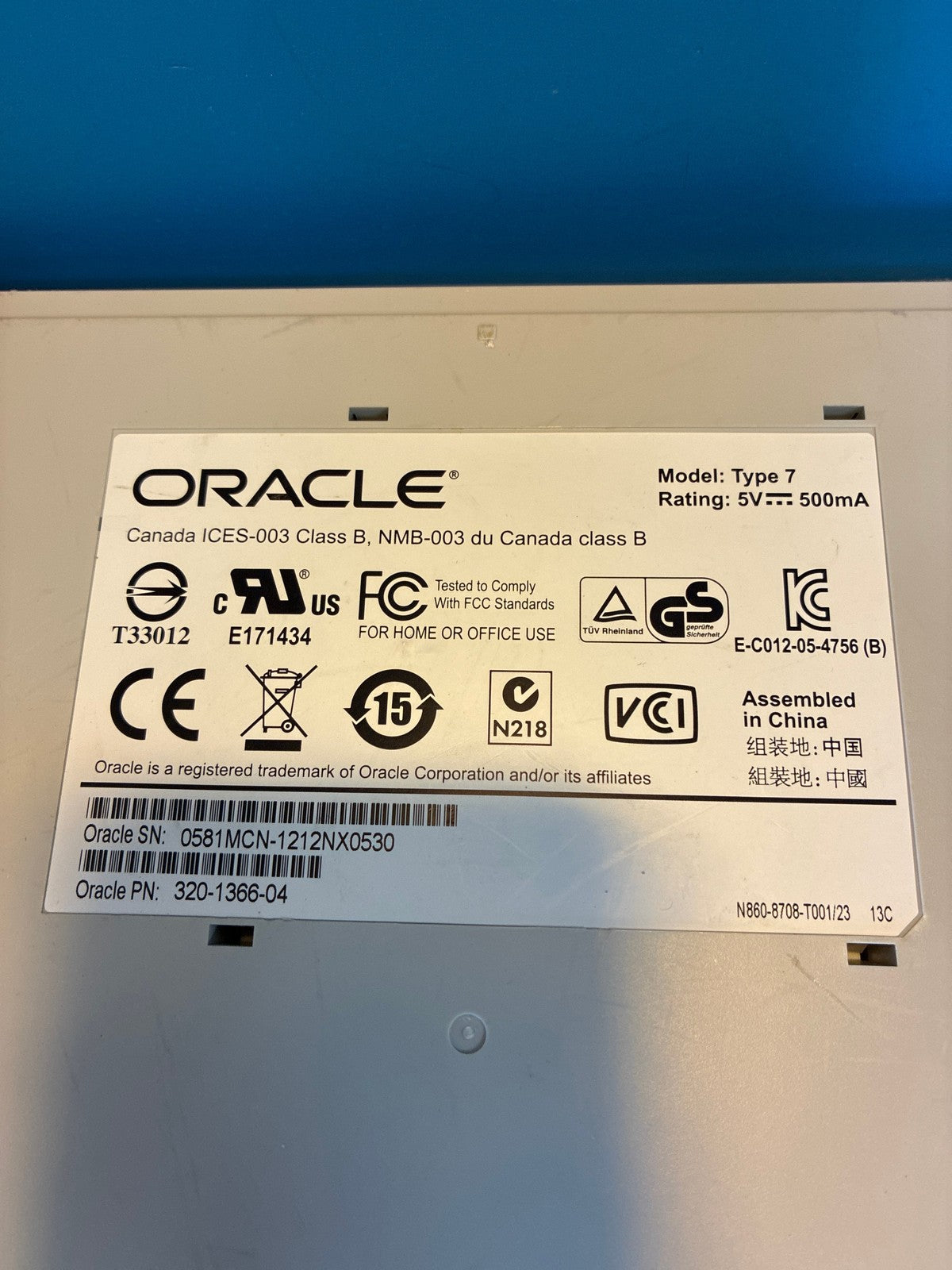 🔥 Sun Microsystems Type 7 USB Keyboard 320-1366-04 Oracle Numeric Keypad