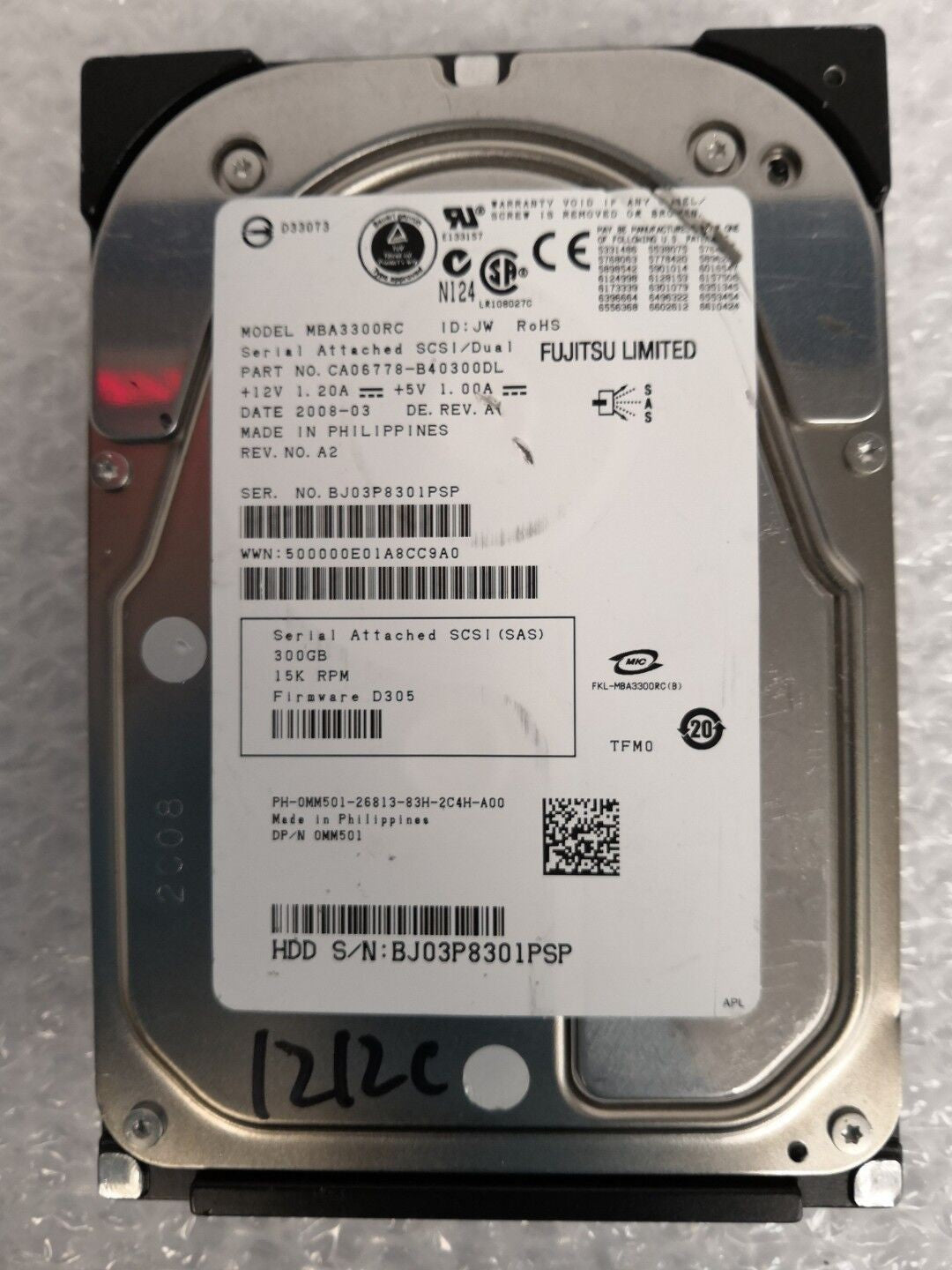 + DELL/FUJITSU 15K MBA3300RC 300GB SAS HARD DRIVE P/N:0MM501 F/W:D305 @@@