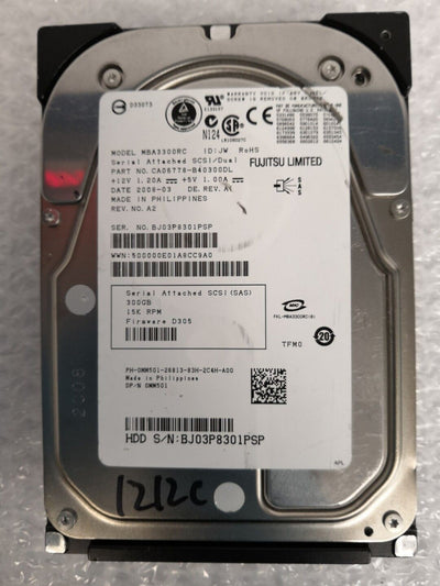 + DELL/FUJITSU 15K MBA3300RC 300GB SAS HARD DRIVE P/N:0MM501 F/W:D305 @@@