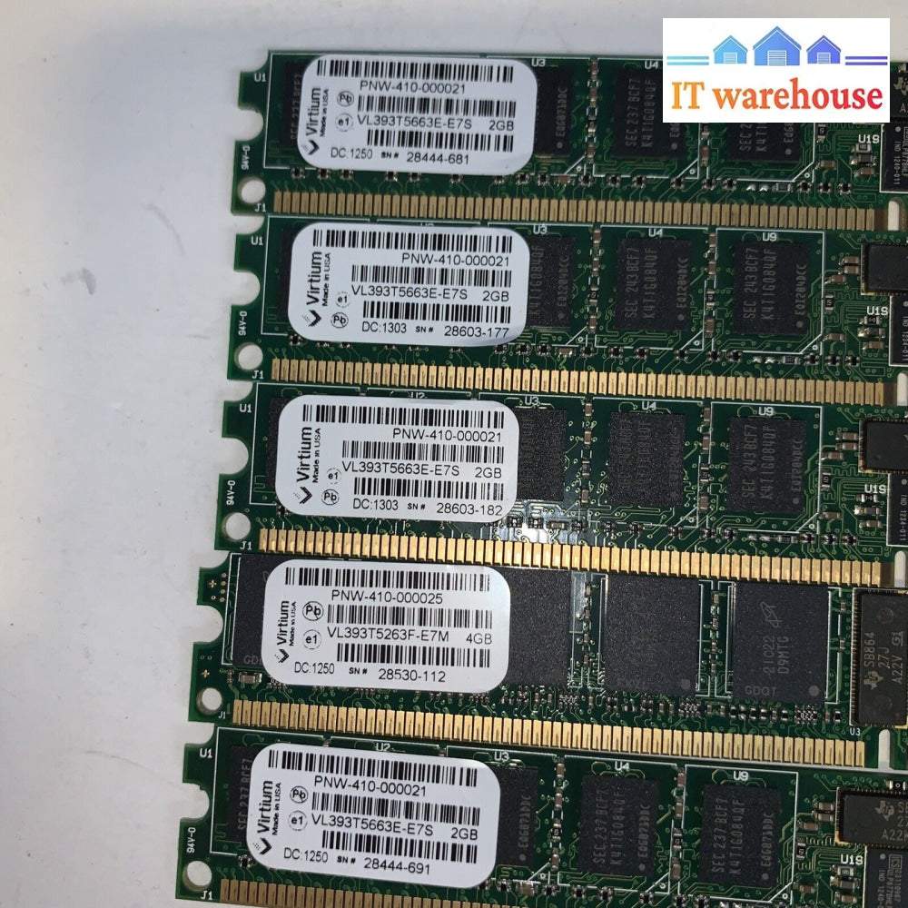 (5x 2GB) Virtium VL393T5663E-E7S PC2-6400E (DDR2-800) VLP RAM Modules
