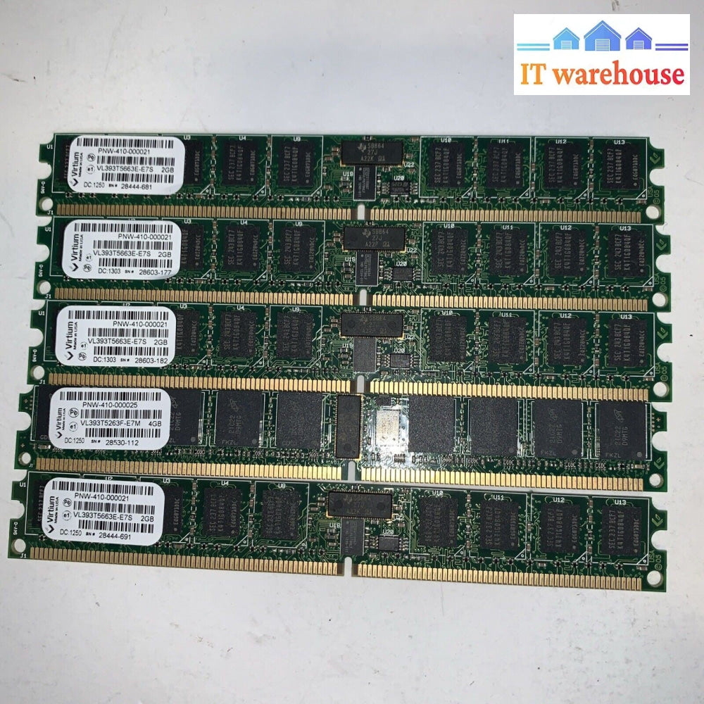 (5x 2GB) Virtium VL393T5663E-E7S PC2-6400E (DDR2-800) VLP RAM Modules