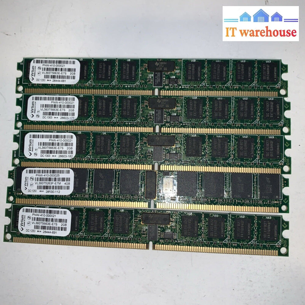 (5x 2GB) Virtium VL393T5663E-E7S PC2-6400E (DDR2-800) VLP RAM Modules