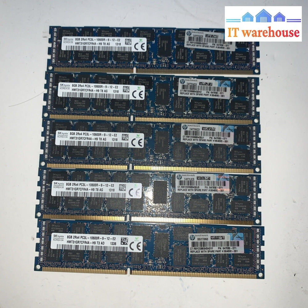 5x 8GB Hynix 2RX4 PC3L-10600R-9-12-E2 HMT31GR7CFR4A-H9 (server) Ram memory