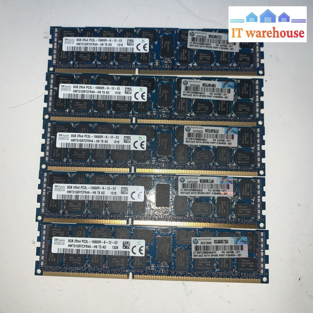 5x 8GB Hynix 2RX4 PC3L-10600R-9-12-E2 HMT31GR7CFR4A-H9 (server) Ram memory