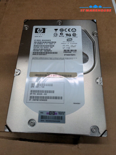 - 5x HP 400GB 10K FC FIBRE  3.5" HARD DRIVES 465329-002 BD400DADFQ ST3400755FC