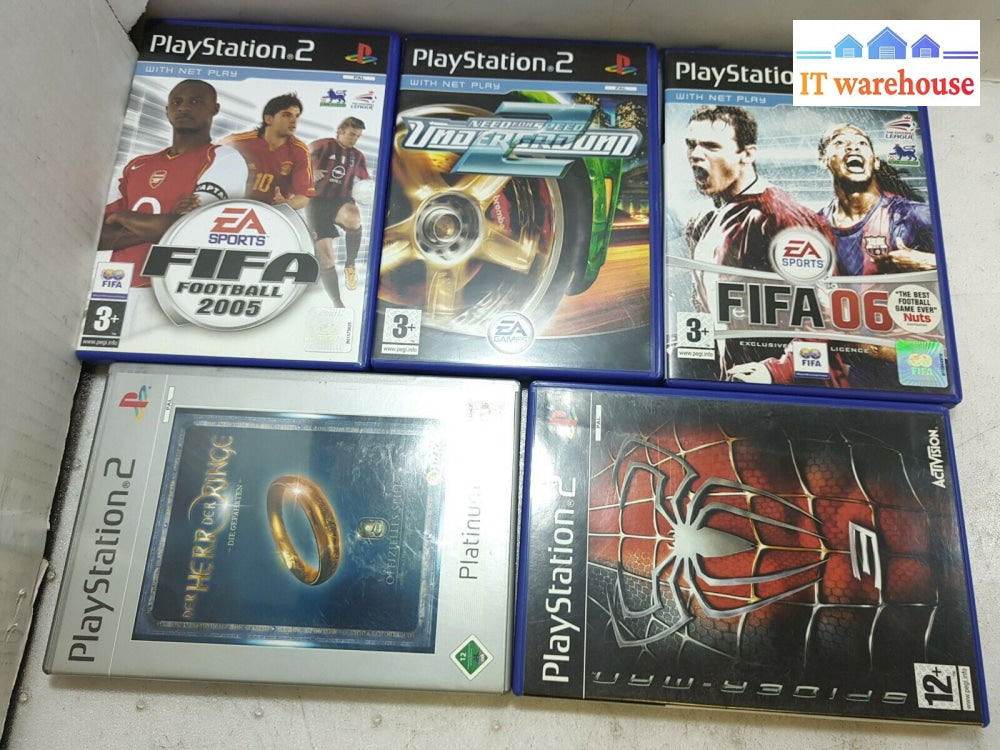 - 5X Ps2 Game Disc With Box (Fifa2005 Spiderman Fifa06 Need For Speed...)