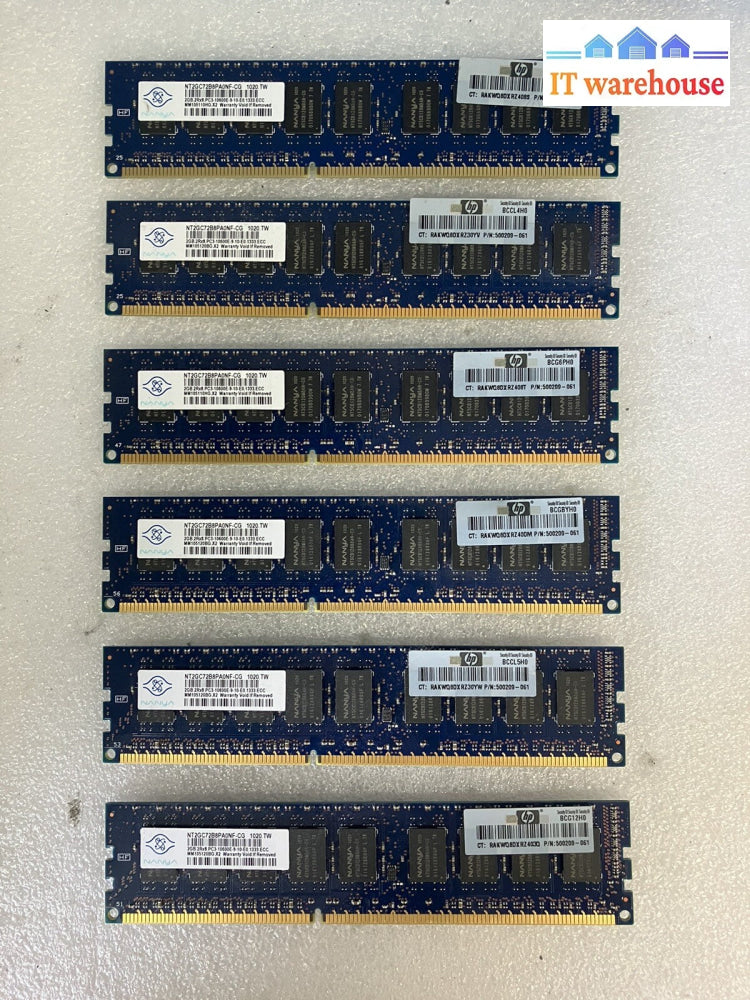 ~(6 x 2GB) NANYA NT2GC72B8PA0NF-CG 2GB PC3-10600E DDR3-1333 ECC CL9 Server SDRAM