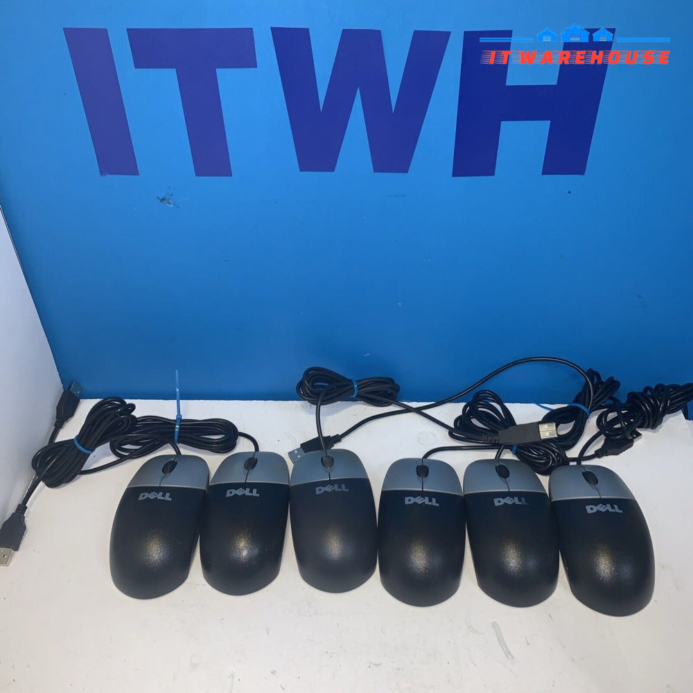 6 x Dell M-UVDEL1 T0943 DJ301 Blue & Silver USB Wired 3-Button Optical Mouse