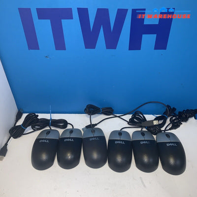 6 x Dell M-UVDEL1 T0943 DJ301 Blue & Silver USB Wired 3-Button Optical Mouse