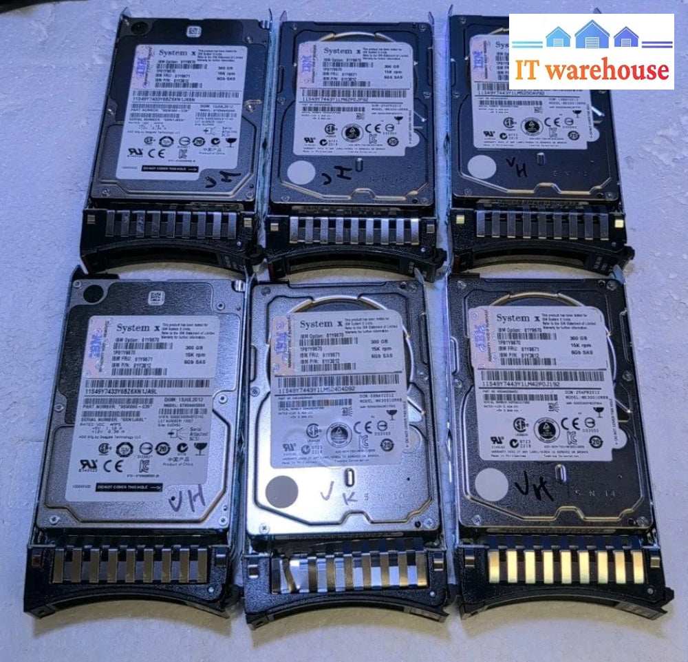 6x 81Y9670 81Y9671 IBM System X 300GB 15K 6GBPS 2.5" SAS SERVER HDD Tested -