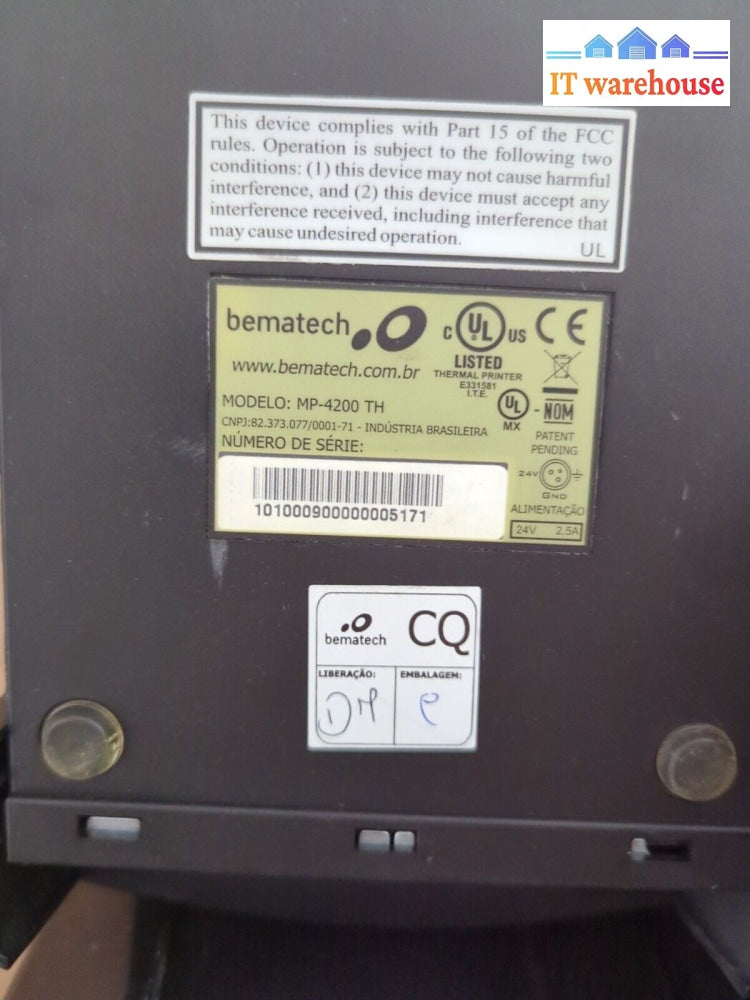 6x BEMATECH Logic Controls MP-4200 TH Thermal Receipt Printer USB (NO AC) -
