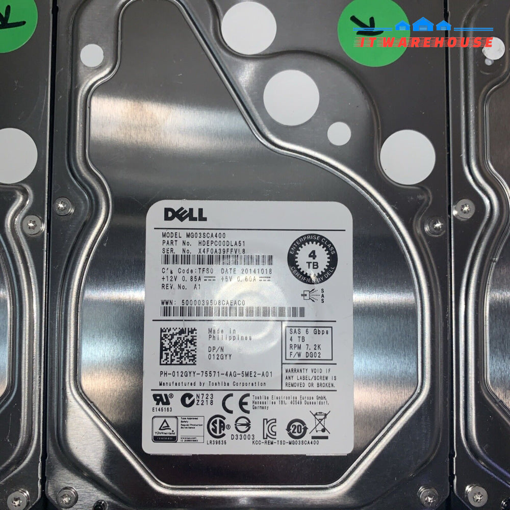 (6x) Dell MG03SCA400 4TB 3.5’’ 6Gbps 7.2K SAS Hard Drive 012GYY (1K + days left)