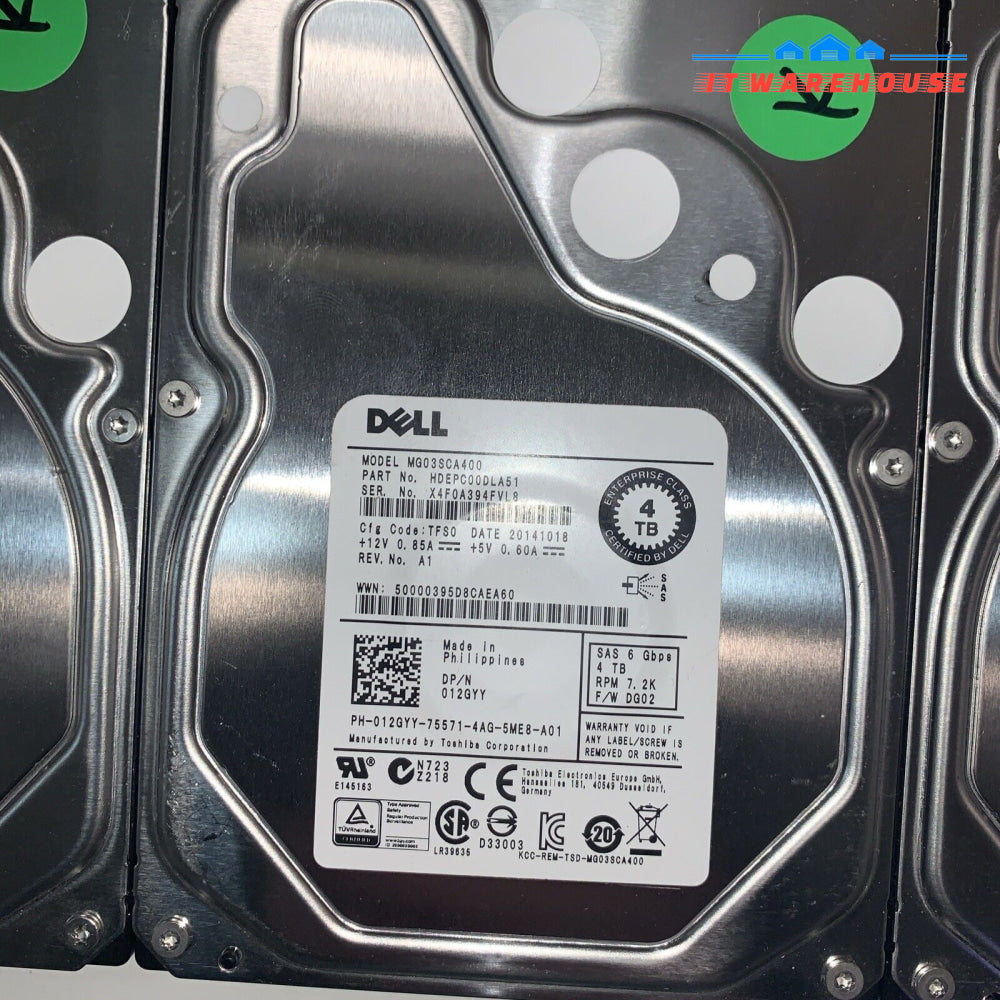 (6x) Dell MG03SCA400 4TB 3.5’’ 6Gbps 7.2K SAS Hard Drive 012GYY (1K + days left)
