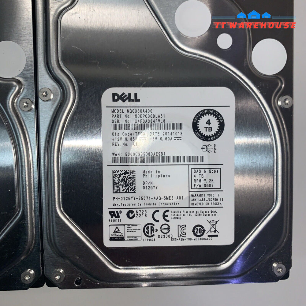 (6x) Dell MG03SCA400 4TB 3.5’’ 6Gbps 7.2K SAS Hard Drive 012GYY (1K + days left)