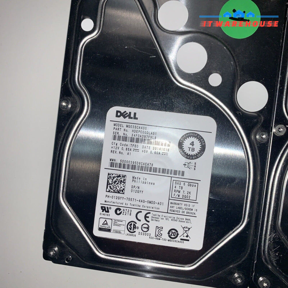 (6x) Dell MG03SCA400 4TB 3.5’’ 6Gbps 7.2K SAS Hard Drive 012GYY (1K + days left)