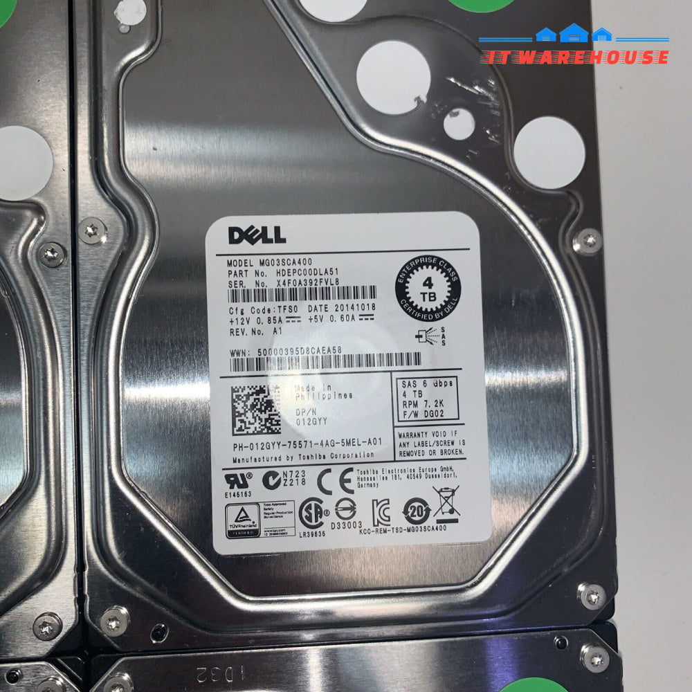(6x) Dell MG03SCA400 4TB 3.5’’ 6Gbps 7.2K SAS Hard Drive 012GYY (1K + days left)