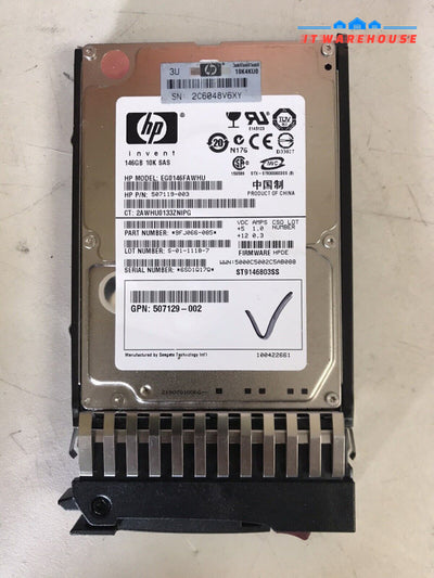 ~ 6X Hp Eg0146Fawhu 2.5” 146Gb 10K Sas Hdd With Tray Caddy 507283-001