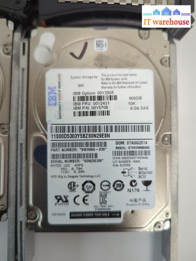 6x IBM 00Y2505 00Y2431 900GB 10K 6G 2.5’’ Hard Drive W/Caddy 00Y5708 TESTED