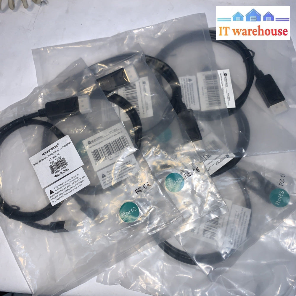 (6x) Monoprice 3ft Mini DisplayPort 1.2 to DisplayPort 1.2 Cable