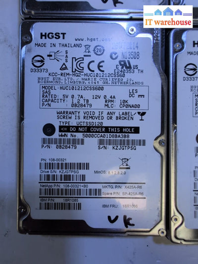 6x NetApp HGST HUC101212CSS600 1.2TB 2.5" SAS Hard Drive 0B28479 18R1086 Tested–