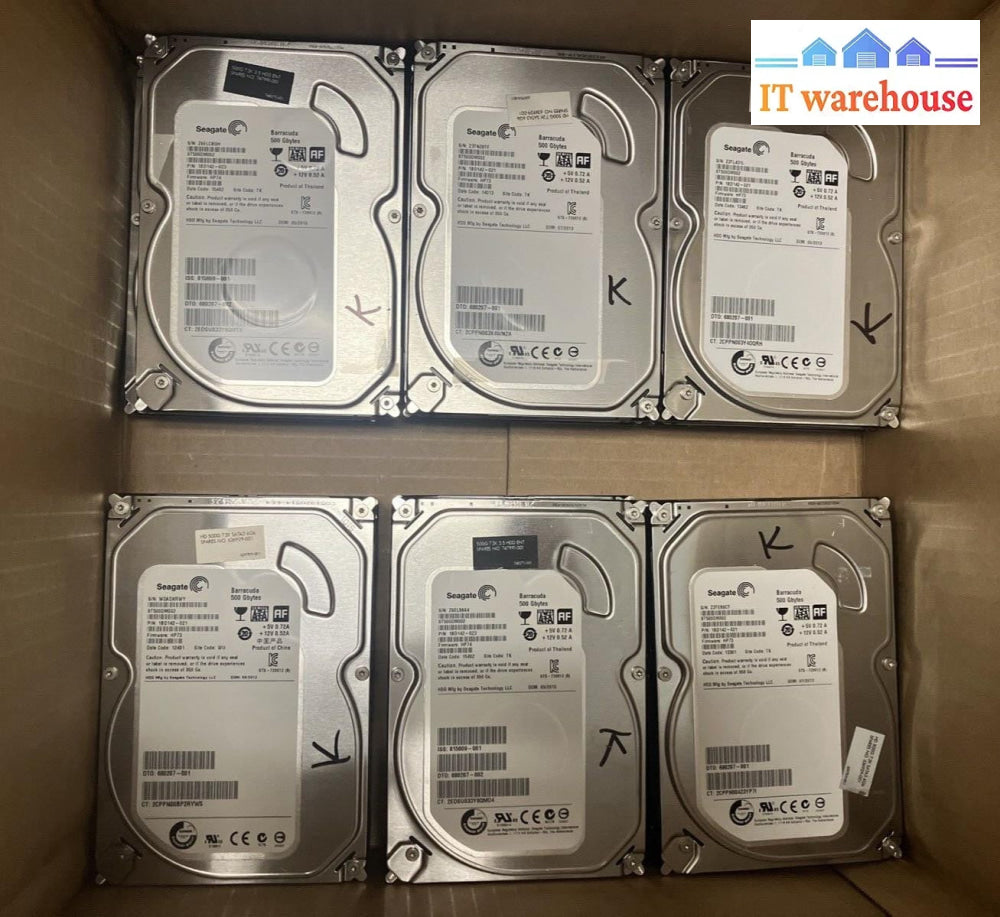(6x) Seagate Barracuda ST500DM002 SATA 500GB 3.5" HD (1000 days remaining)~