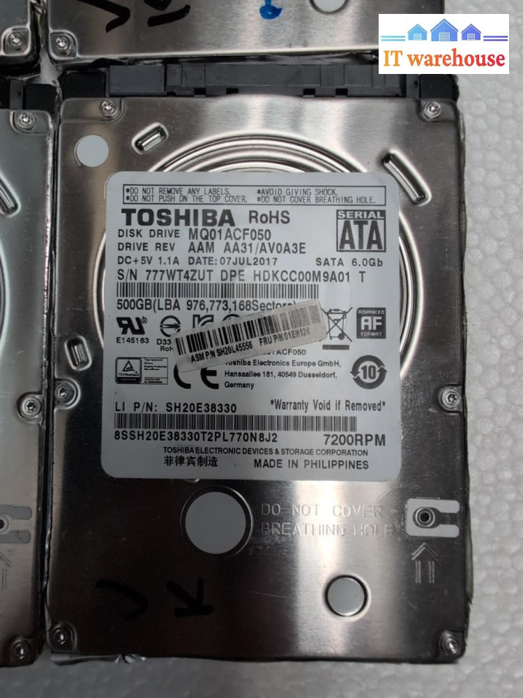 6x TOSHIBA MQ01ACF050 2.5" Thin HDD 500GB SATA 7200RPM (1000 days remains) -