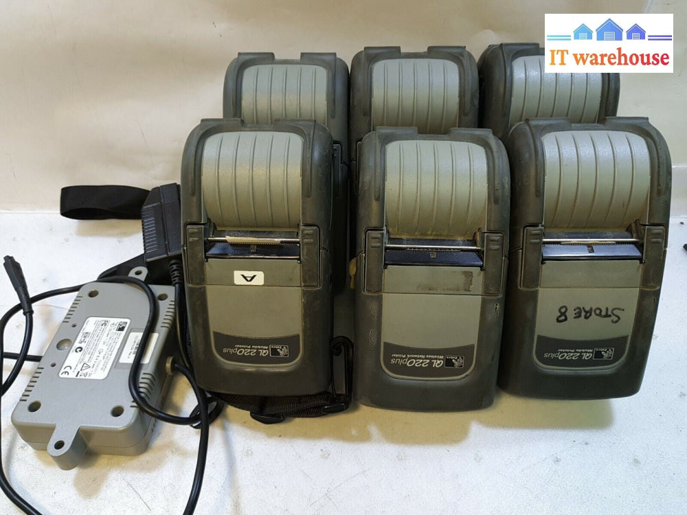- 6x Zebra QL220 Plus Portable  Mobile Thermal Printer W/ Battery & ONE Charger