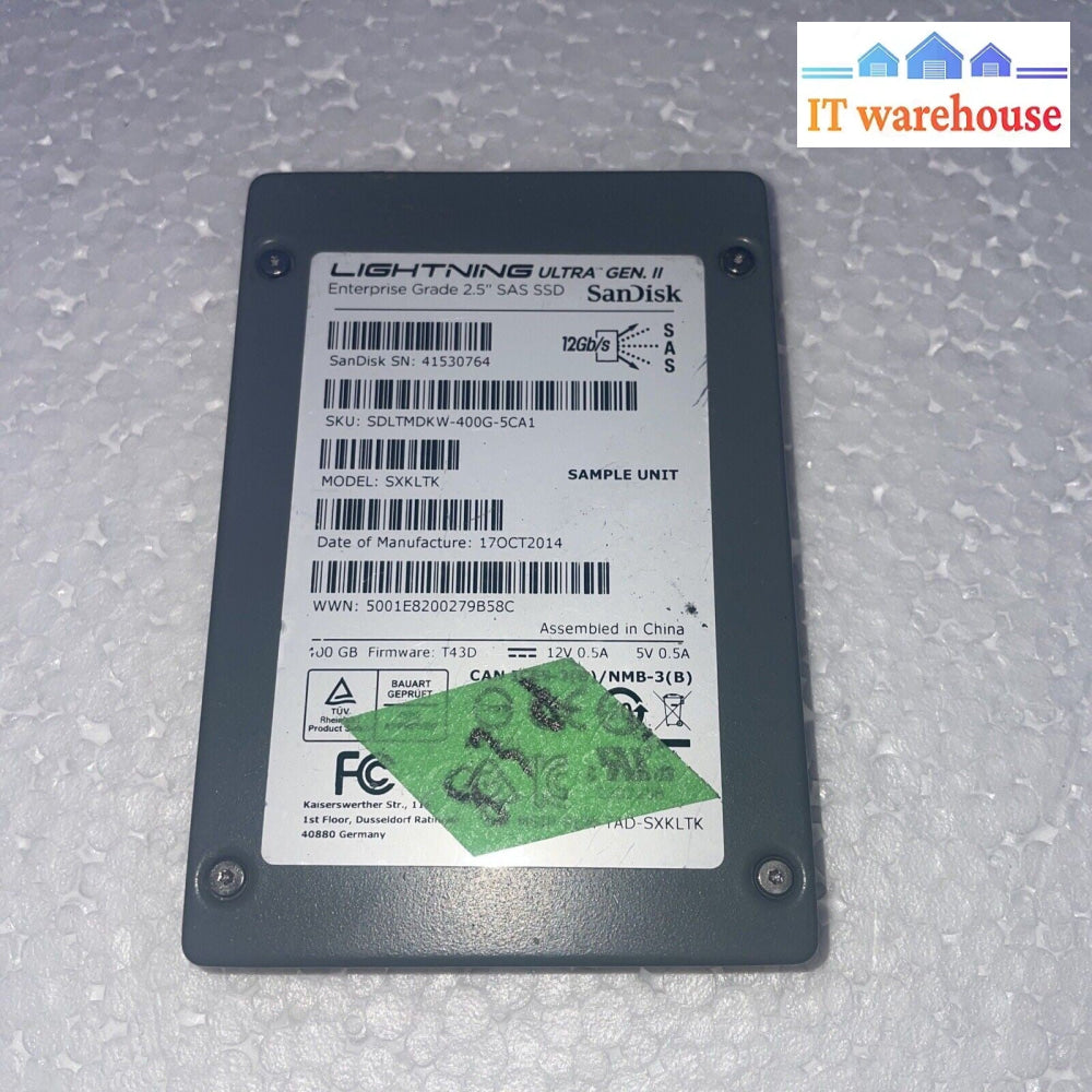 (83d) SANDISK CISCO LIGHTNING ASCEND GEN II SDLTMDKM-400G SXKLTK 2.5" SSD 400GB