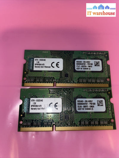 8GB = 2x4GB Kingston 4GB PC3 Laptop Memory KTH-X3CS/4G