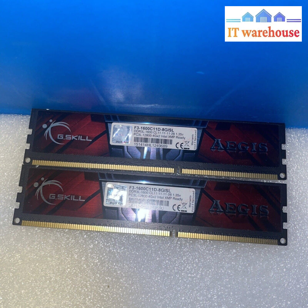 * 8GB (4GBx2) G.Skill F3-1600C11D-8GISL PC3-12800 1600Mhz DDR3 Memory RAM