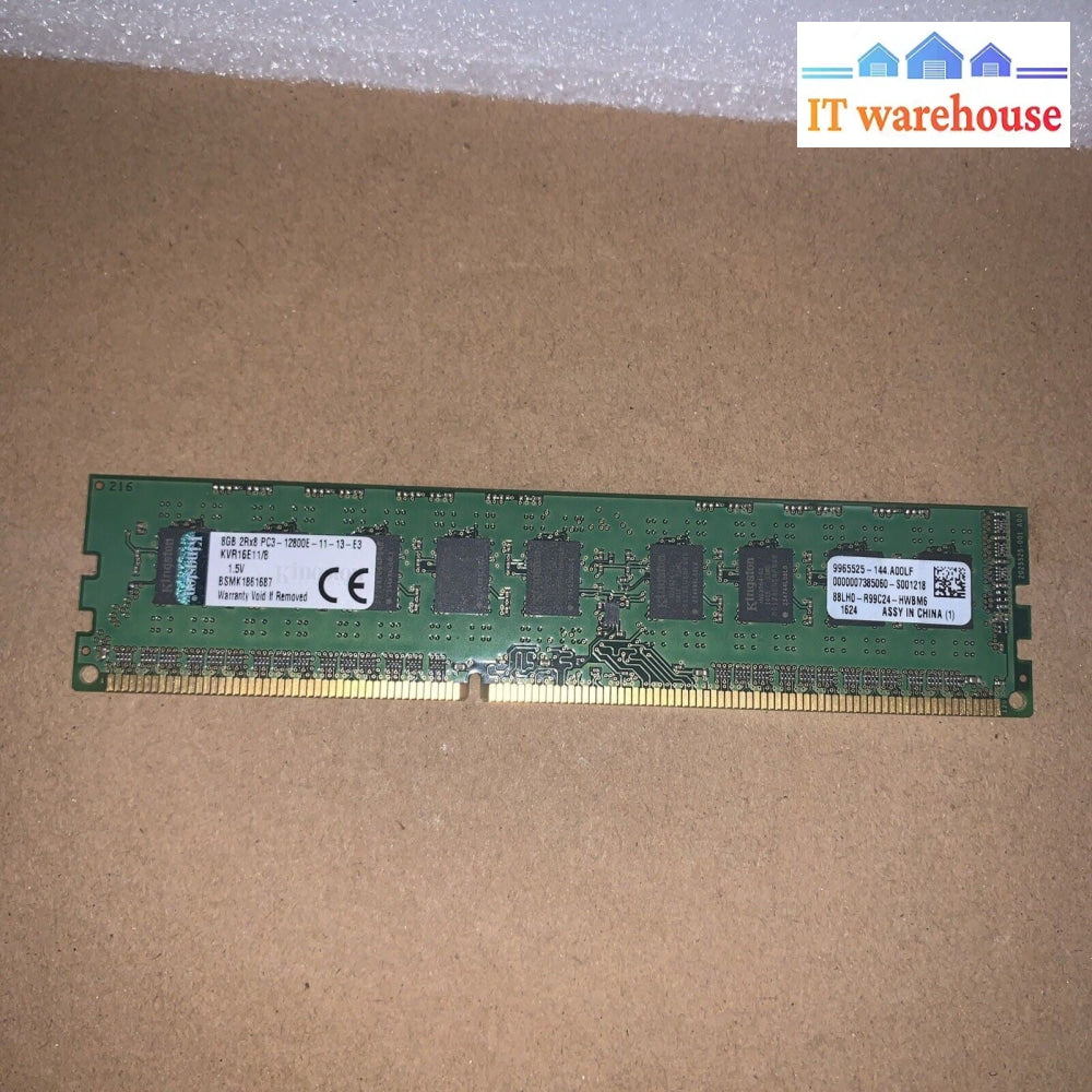 8GB Kingston 2Rx8 PC3-12800E-11-13-E3 KVR16E11/8 1.5V desktop memory
