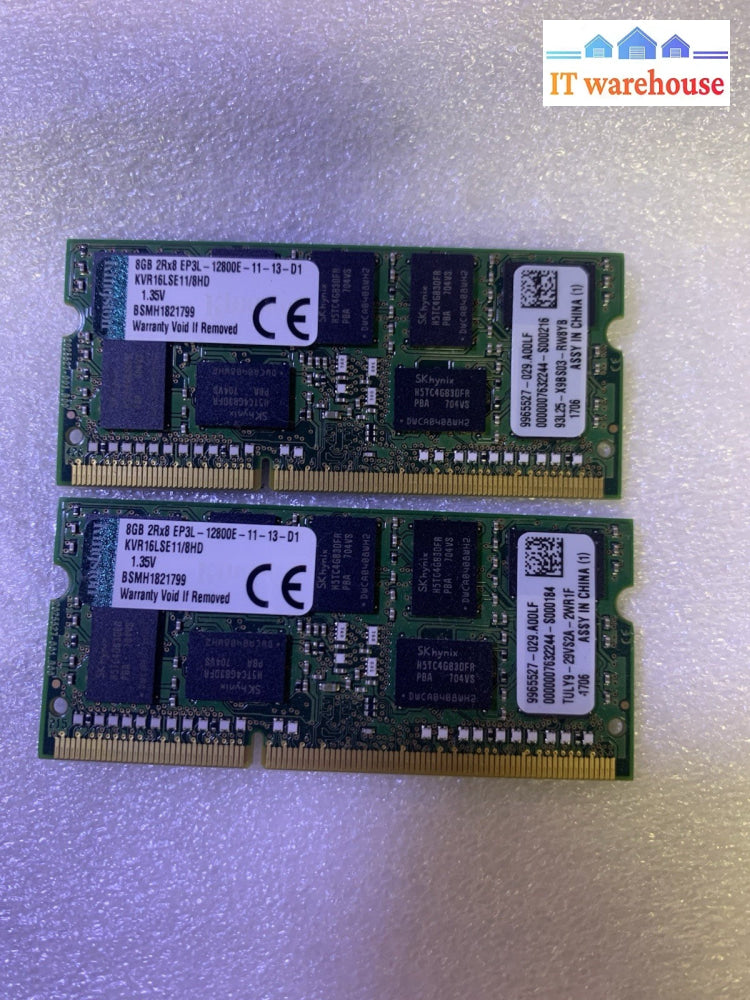 8GBx2 = 16GB Kingston KVR16LSE11/8KF PC3-12800 ECC SODIMM (not for laptop)
