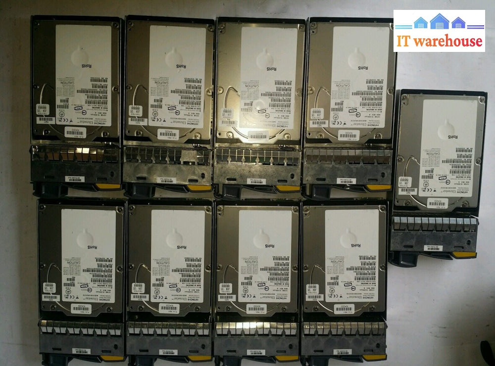 9 x NetApp 17R6348 HUS103014FLF210 147GB 10K Fiber HDD with Tray 108-00030 @@@