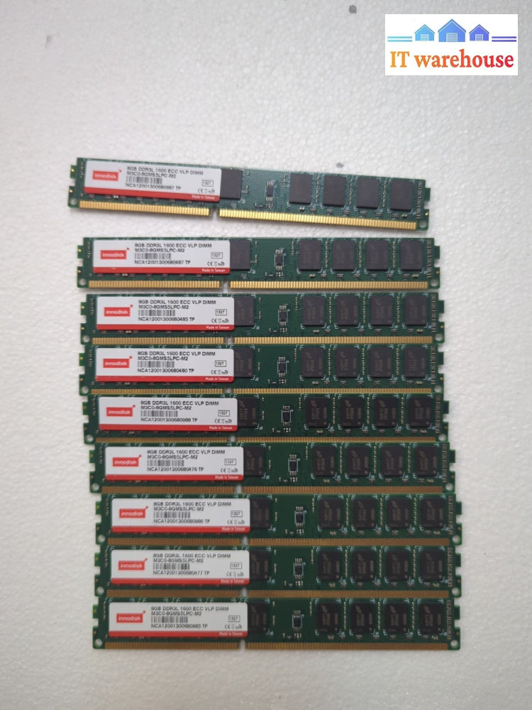9x Innodisk 8GB DDR3L 1600 VLP ECC SERVER RAM M3C0-8GMS5LPC-M2 -