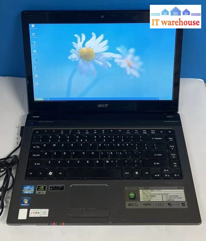Acer Aspire 4750G 14" Laptop Intel i3-2310M CPU, 4GB RAM, 160GB HDD (Bad batt) ~
