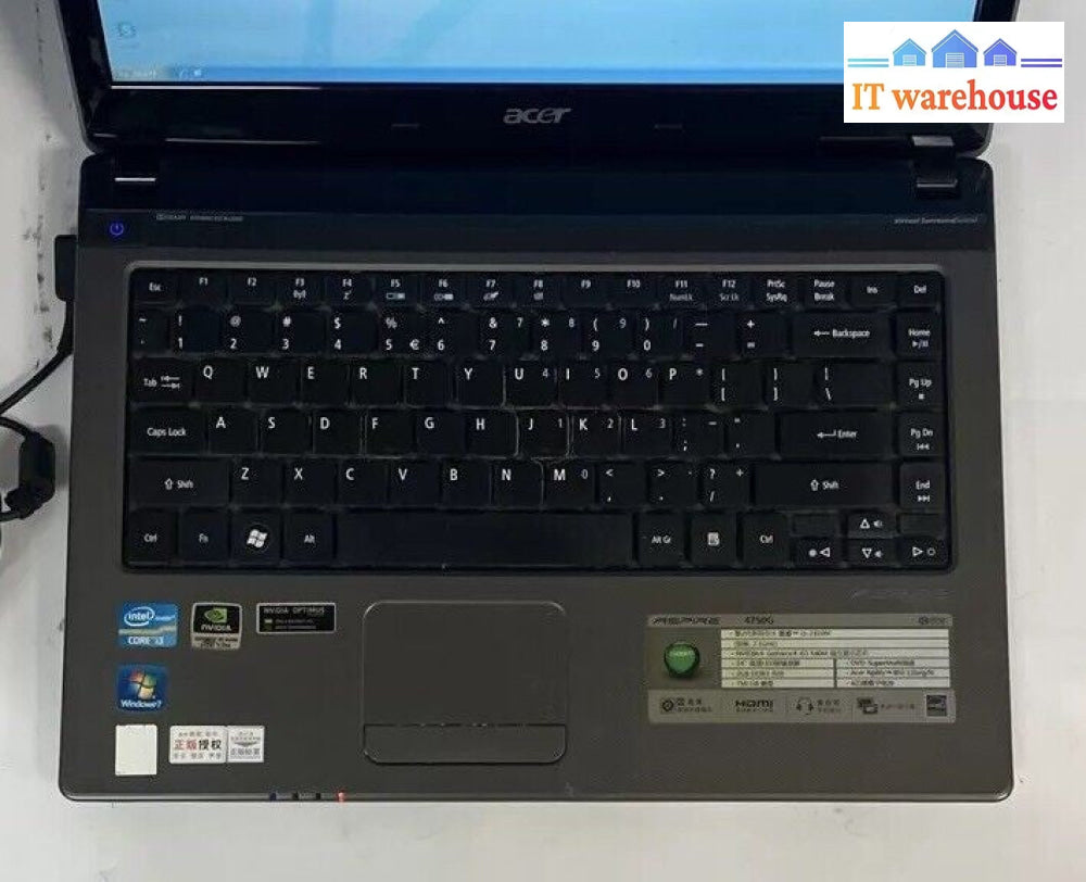 Acer Aspire 4750G 14" Laptop Intel i3-2310M CPU, 4GB RAM, 160GB HDD (Bad batt) ~