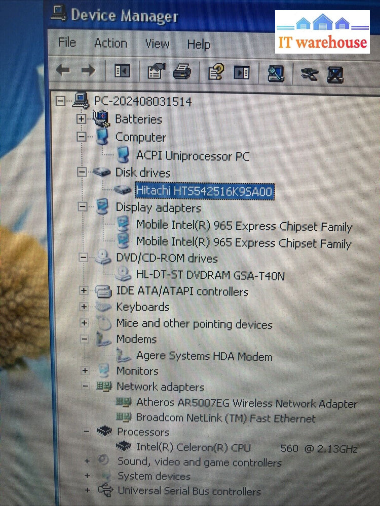 Acer Aspire 5315 15" Laptop Intel Celeron CPU / 1GB RAM / 160GB HDD / Win XP ~