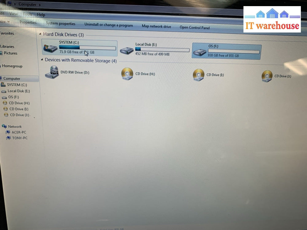 Acer aspire 8730 18.4" C2D T6600 4GB 120GB SSD+ 1TB HD 9600GT Windows 7 Home