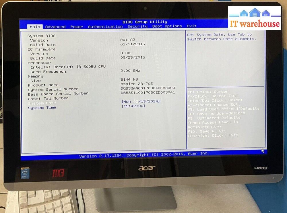 Acer Aspire Az5W2 All-In-One Pc Z3 Az3-705 I3-5005U Cpu 6Gb Ram 750Gb Hdd Read ~