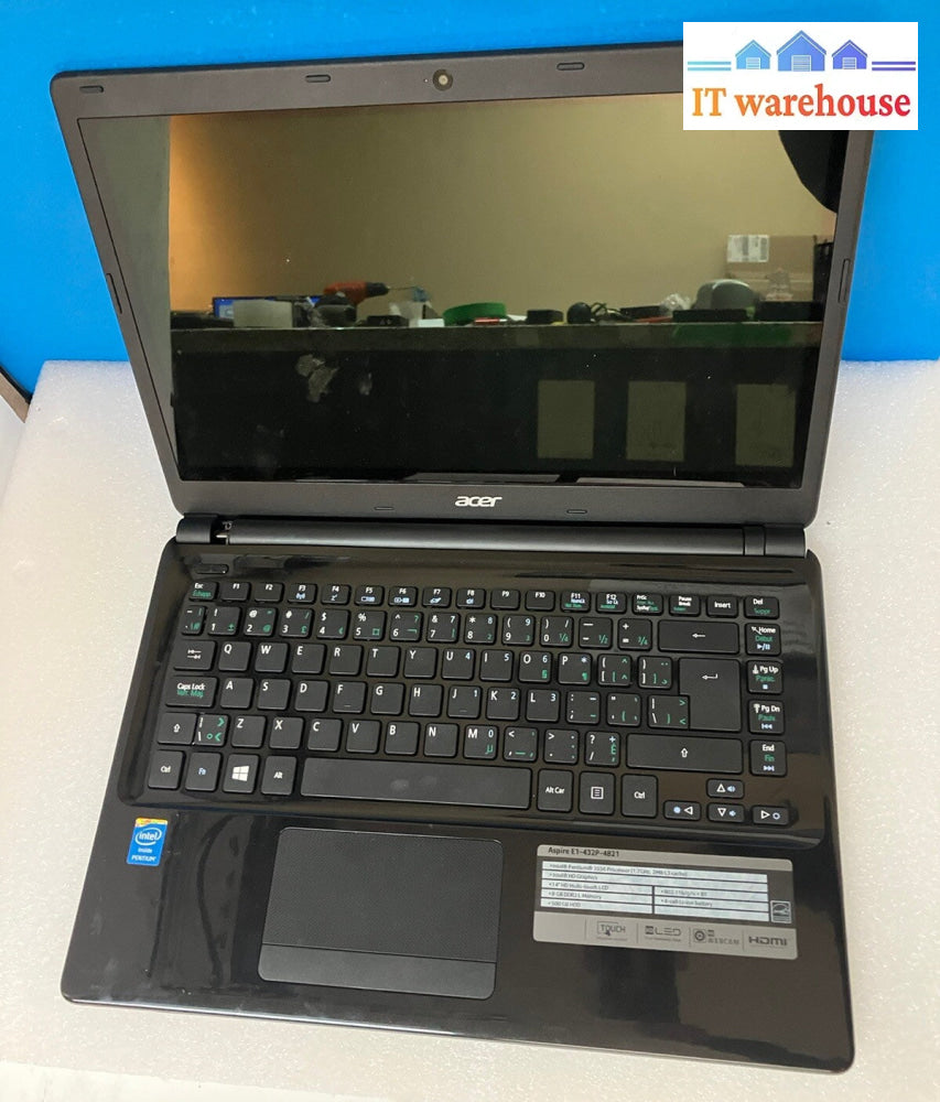 ~ Acer Aspire E1-432P MS2367 14" Laptop Pentium 3556U 1.7GHz 8GB RAM 750GB *Read
